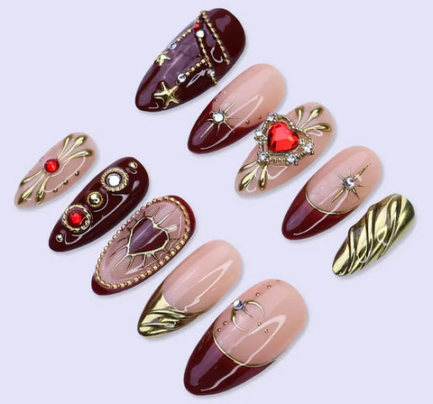 Nailuvia-AL003 Almond "Royal Blood" Press-On Nails