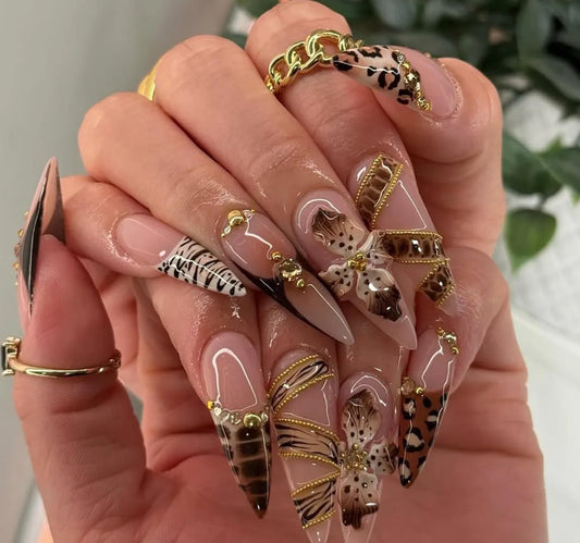 Nailuvia-FR036 French "Safari Butterfly" Press-On Nails