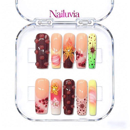 Nailuvia-D111 Midium-Square "Tropical Sensation" Press-On Nails