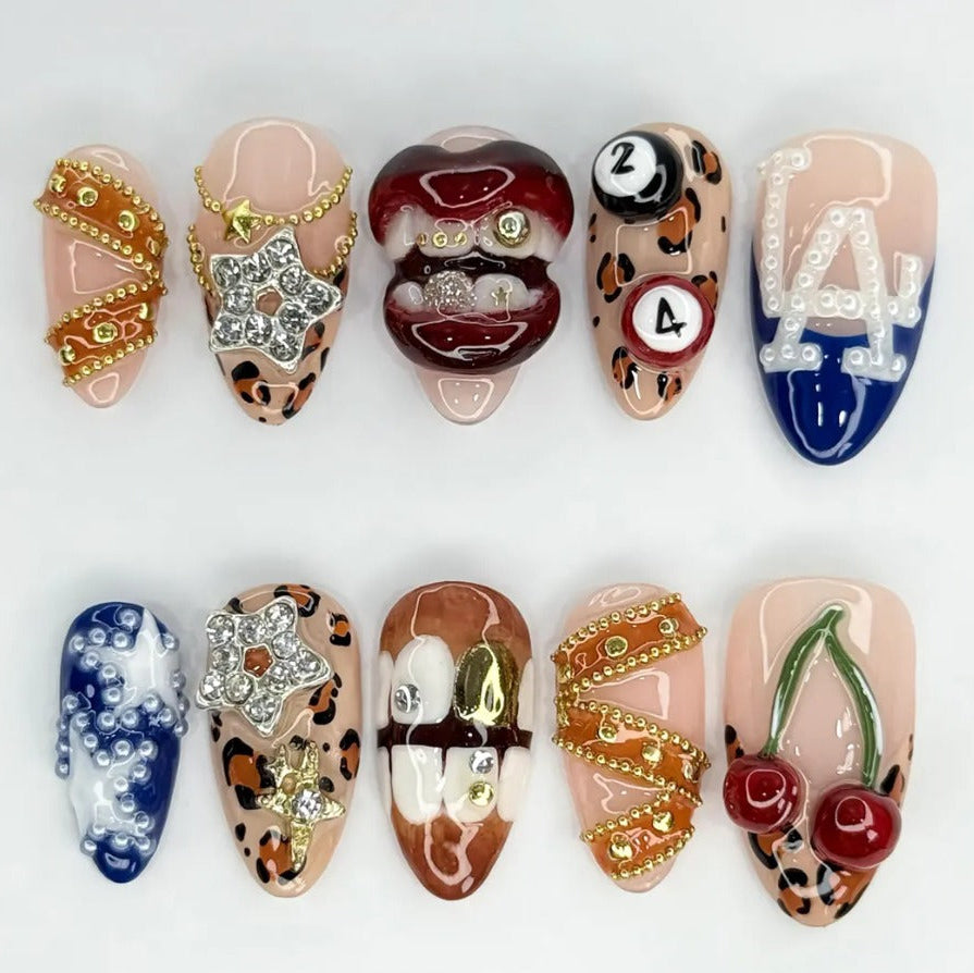 Nailuvia-AL016 Almond "Y2K Pop Art" Press-On Nails