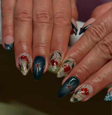 Nailuvia-AL027  Almond "Kintsugi Blush" Press-On Nails