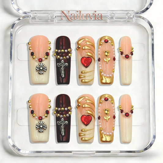 Nailuvia-D084 Midium-Square "Gothic Romance" Press-On Nails