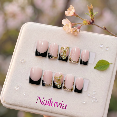 HK-C002 Handcrafted Medium Stiletto Acrylic Nails for Everyday,Daily Life,Party