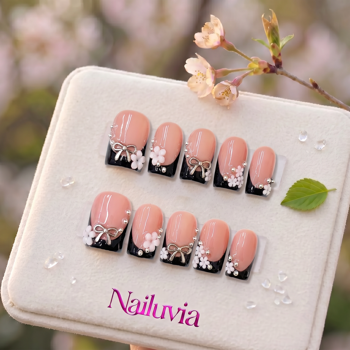 HK-C015 Handcrafted Medium Stiletto Acrylic Nails for Everyday,Daily Life,Party