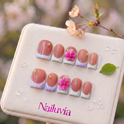 HK-C030 Handmade Medium Stiletto Acrylic Press On Nails or Daily Life, Weekend  & Holiday