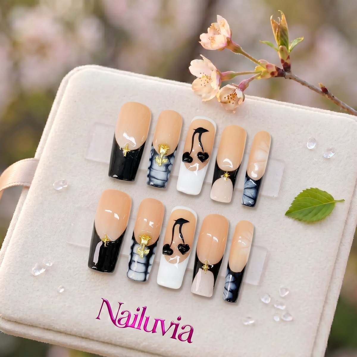 HK-D032 Handmade Medium Square Nail for Daily Work Dating