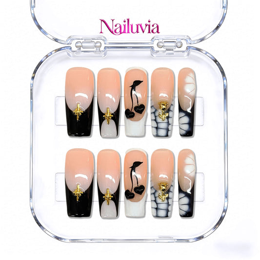 Nailuvia-D032 Midium-Square "Modern Contrast" Press-On Nails