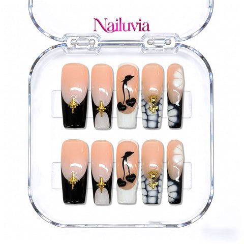 Nailuvia-D032 Midium-Square "Modern Contrast" Press-On Nails