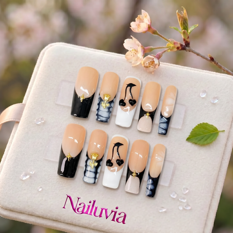 HK-D032 Handmade Medium Square Nail for Daily Work Dating