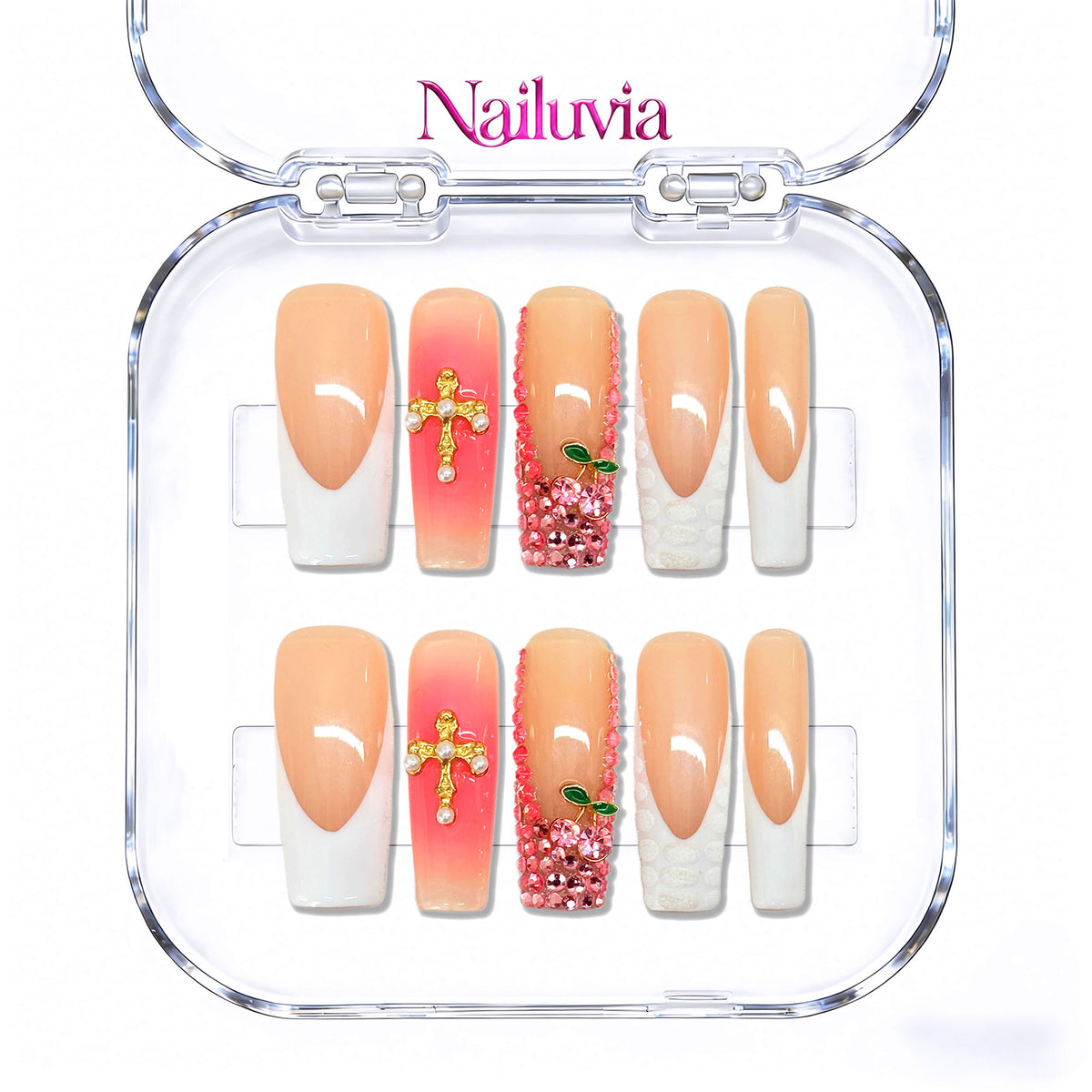 Nailuvia-D044 Midium-Square "Blush Opulence" Press-On Nails