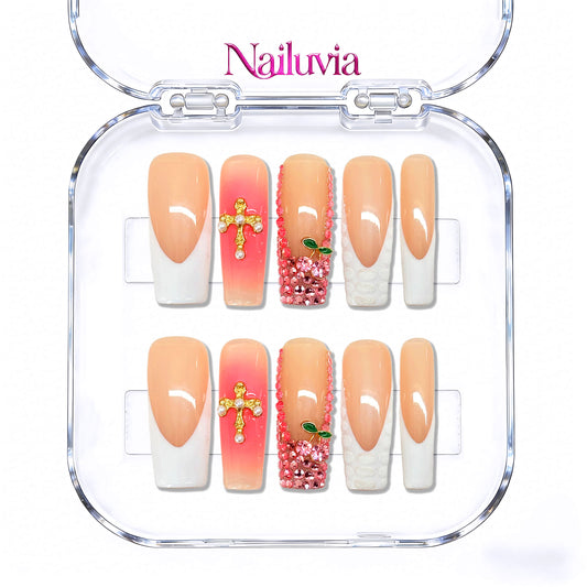 Nailuvia-D044 Midium-Square "Blush Opulence" Press-On Nails
