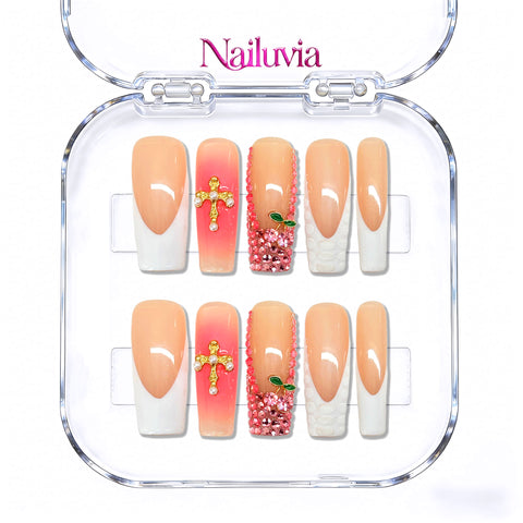 Nailuvia-D044 Midium-Square "Blush Opulence" Press-On Nails