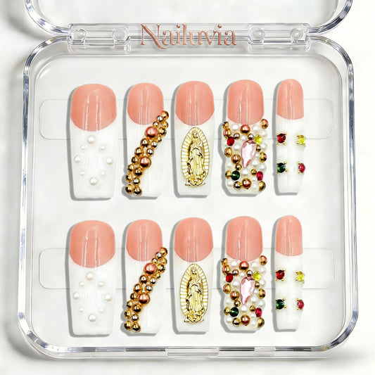 Nailuvia-D048 Midium-Square "Virgen de Guadalupe" Press-On Nails
