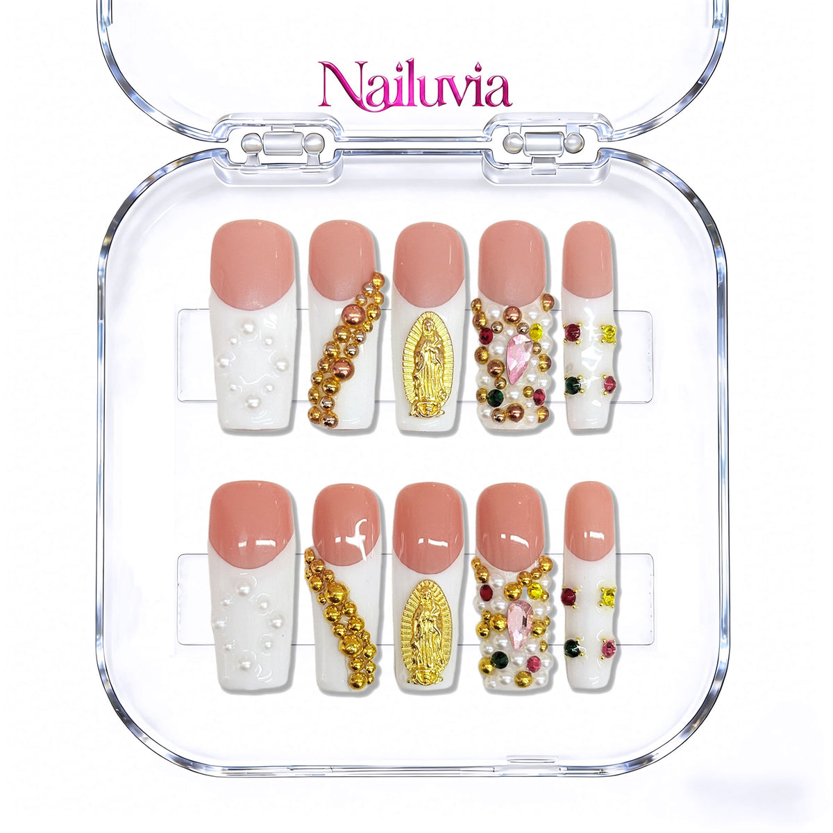 Nailuvia-D048 Midium-Square "Virgen de Guadalupe" Press-On Nails
