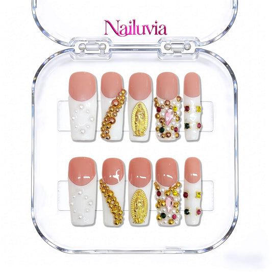 Nailuvia-D048 Midium-Square "Virgen de Guadalupe" Press-On Nails