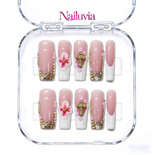 Nailuvia-D056 Midium-Square "Blossom Faith" Press-On Nails