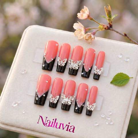 HK-D057 Handmade Medium Square Nails for Wedding Travel