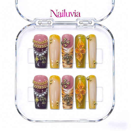 Nailuvia-D063 Midium-Square "Autumn Spice" Press-On Nails