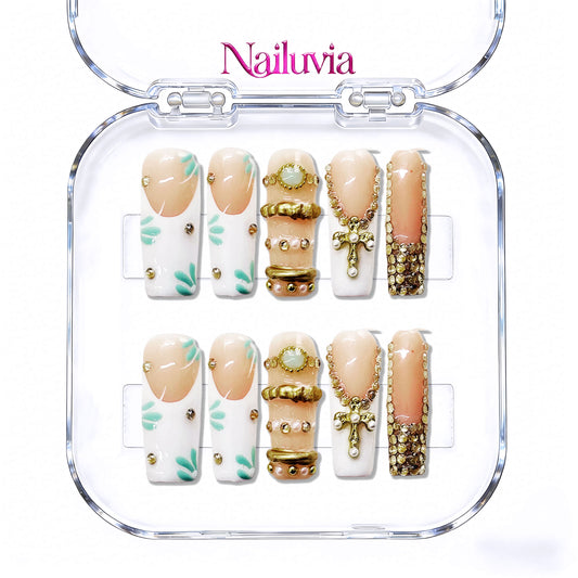 Nailuvia-D083-2 Midium-Square "Tropical Opulence" Press-On Nails