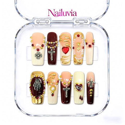 Nailuvia-D084 Midium-Square "Gothic Romance" Press-On Nails