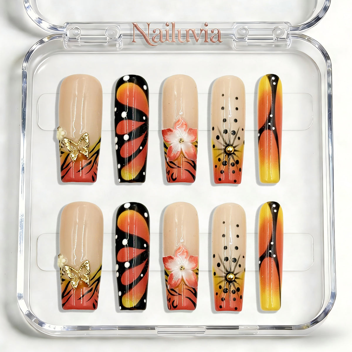 Nailuvia-D085 Midium-Square "Autumn Sunset Glow" Press-On Nails