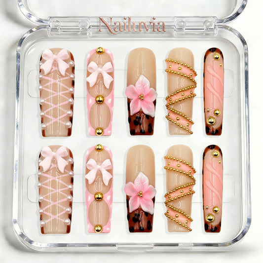 Nailuvia-D089 Midium-Square "Ballerina Blush" Press-On Nails