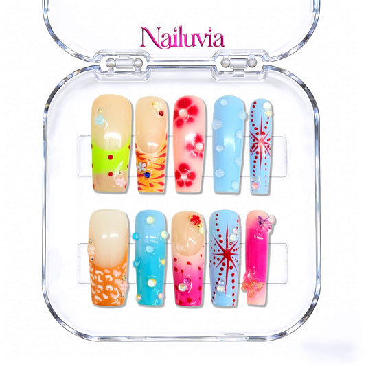 Nailuvia-D095  Midium-Square "Candy Paint Explosion" Press-On Nails