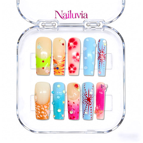 Nailuvia-D095  Midium-Square "Candy Paint Explosion" Press-On Nails