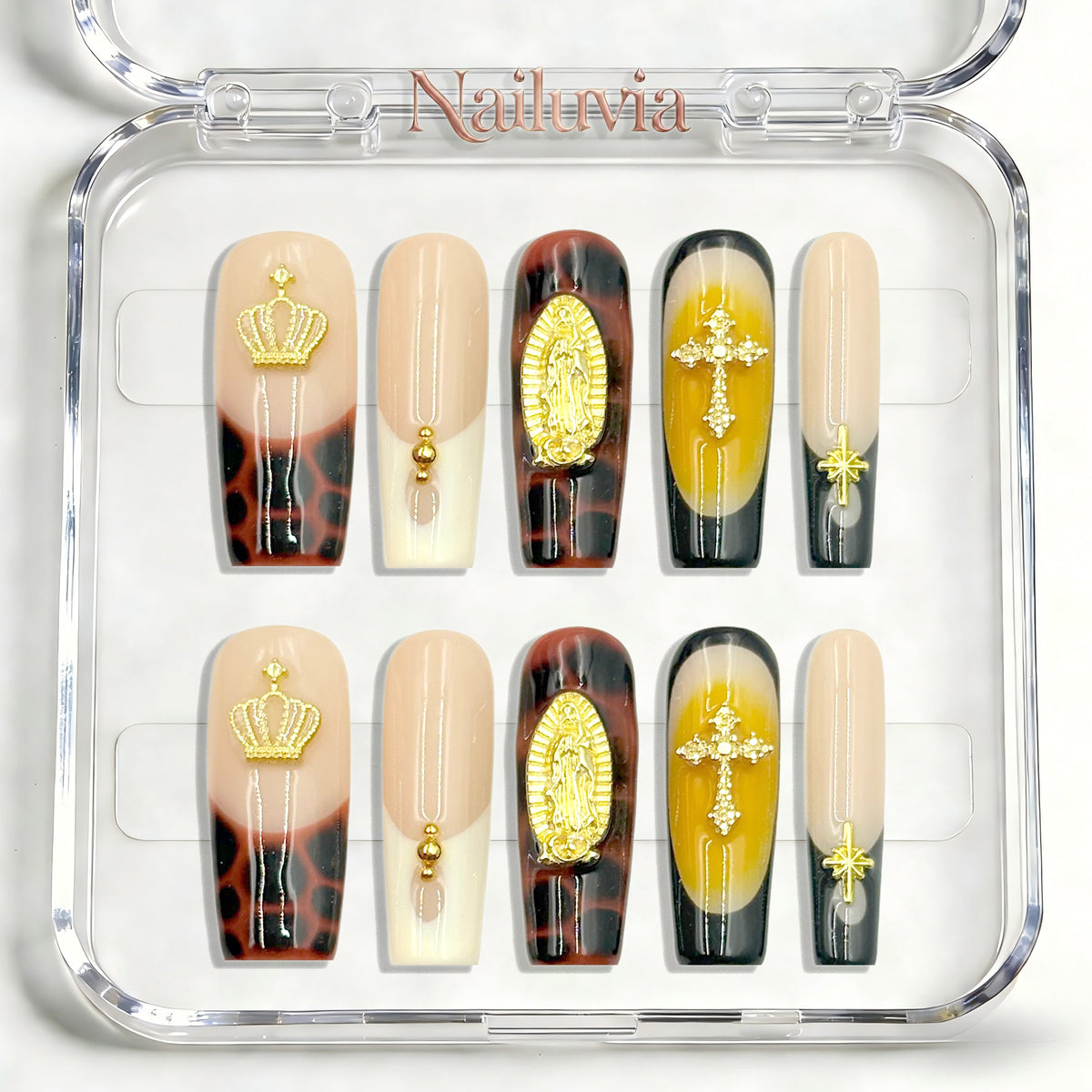 Nailuvia-D102 Midium-Square "Sacred Opulence" Press-On Nails