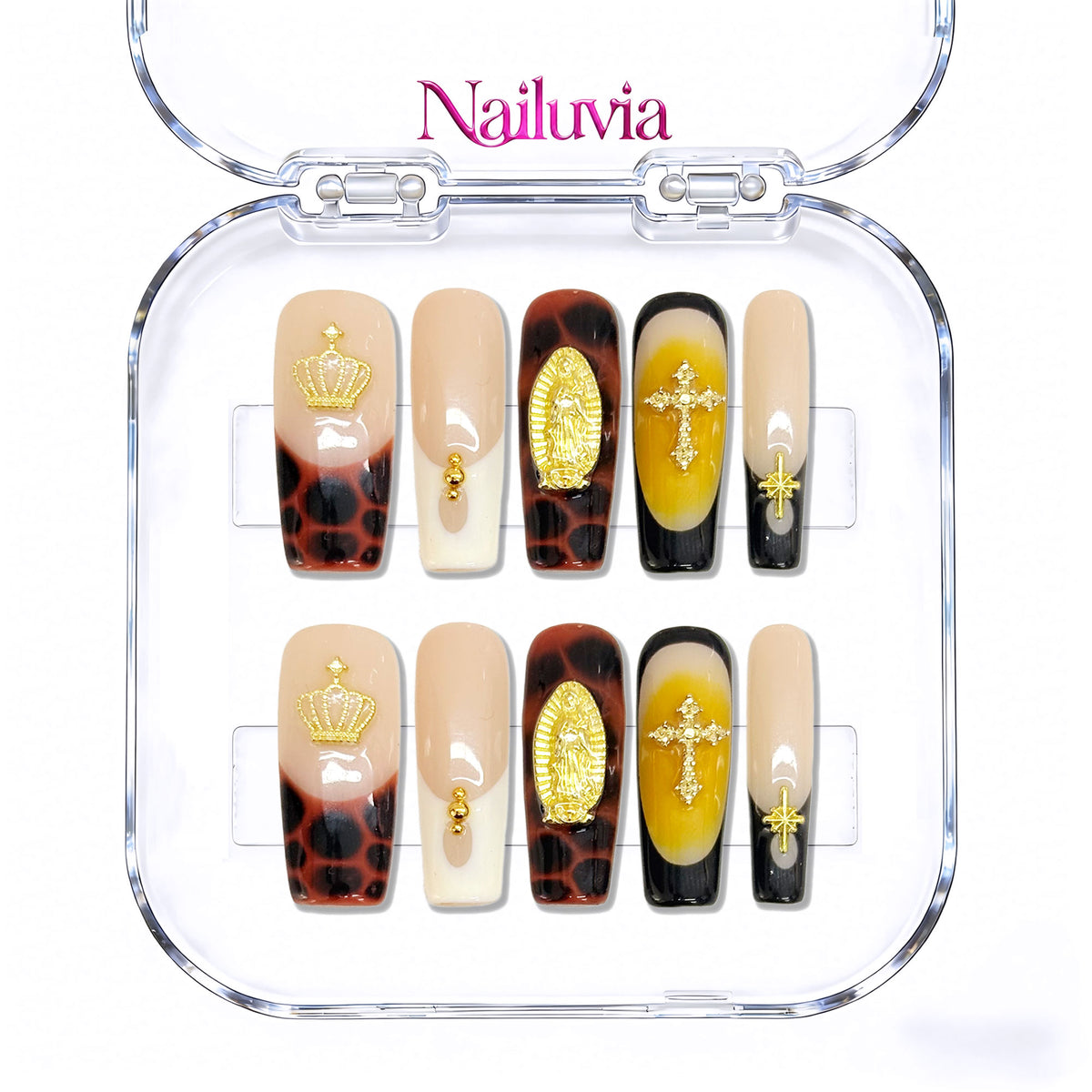 Nailuvia-D102 Midium-Square "Sacred Opulence" Press-On Nails
