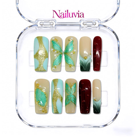 Nailuvia-DX129 Midium-Square "Butterfly Serenade" Press-On Nails
