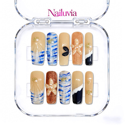 Nailuvia-D106 Midium-Square "Coastal Breeze" Press-On Nails