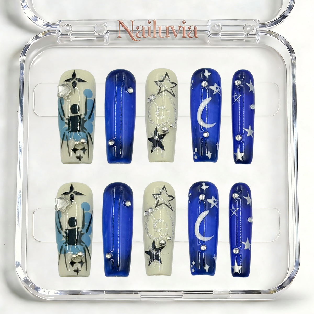 Nailuvia-D110 Midium-Square "Midnight Galaxy" Press-On Nails