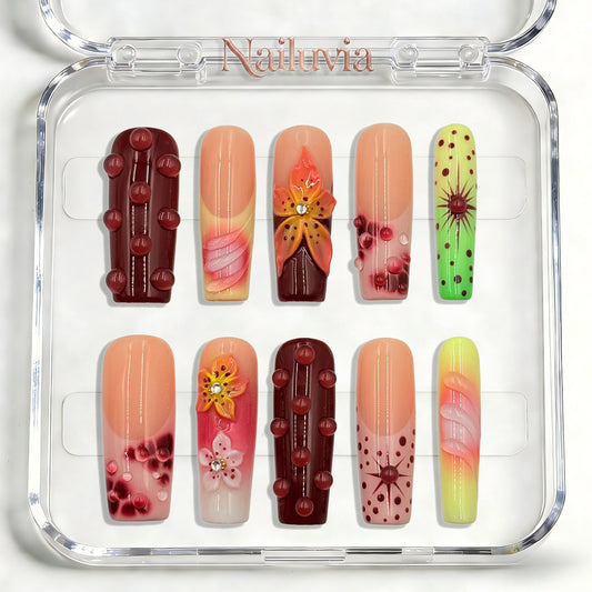 Nailuvia-D111 Midium-Square "Tropical Sensation" Press-On Nails