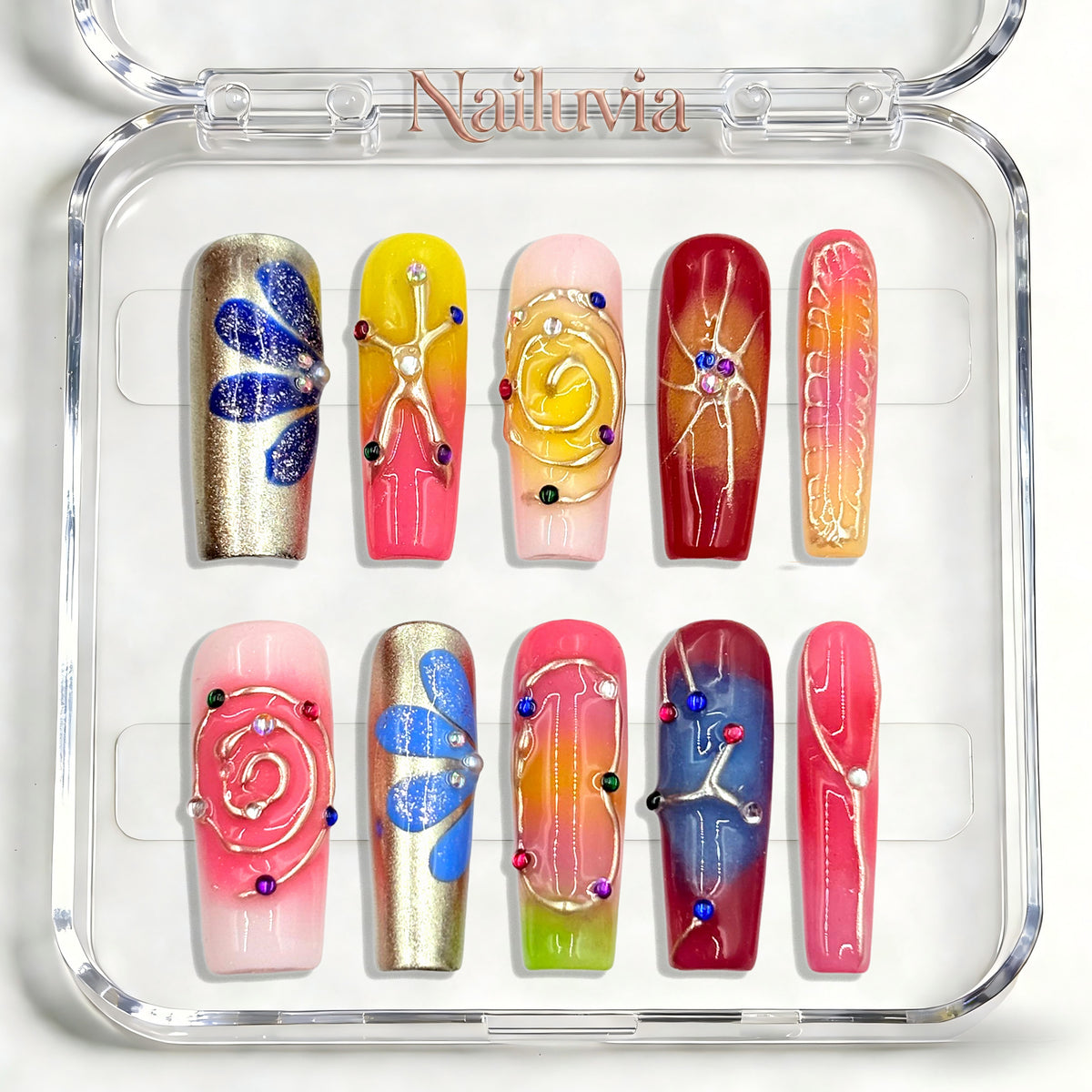 Nailuvia-D118 Midium-Square "Sunset Abstract" Press-On Nails