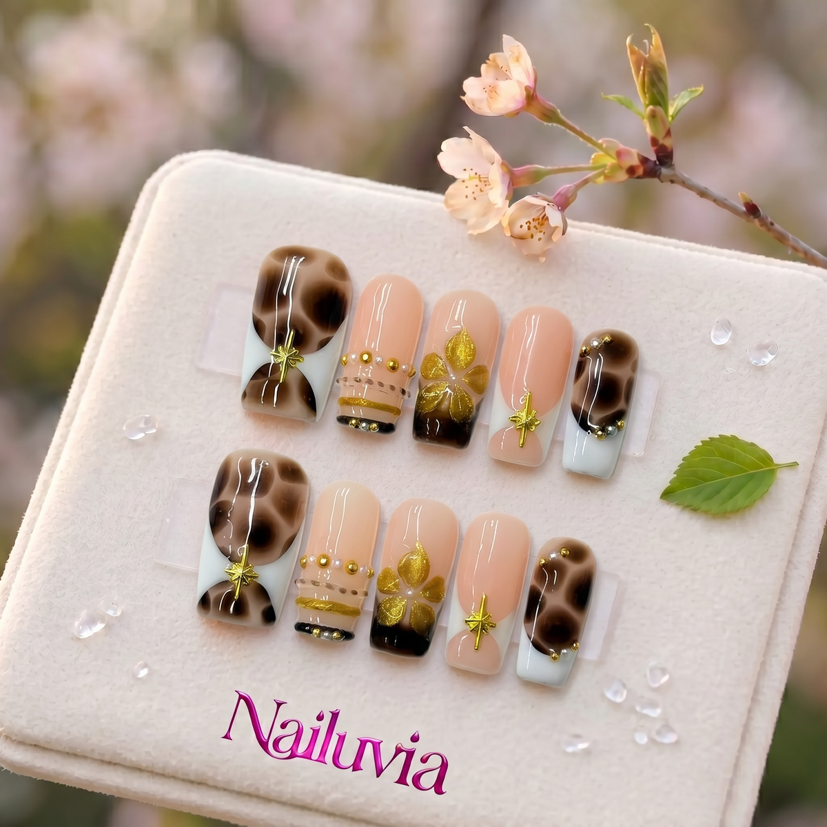HK-D151 Handmade Medium Square Acrylic Nails for Daily Life，Party，working