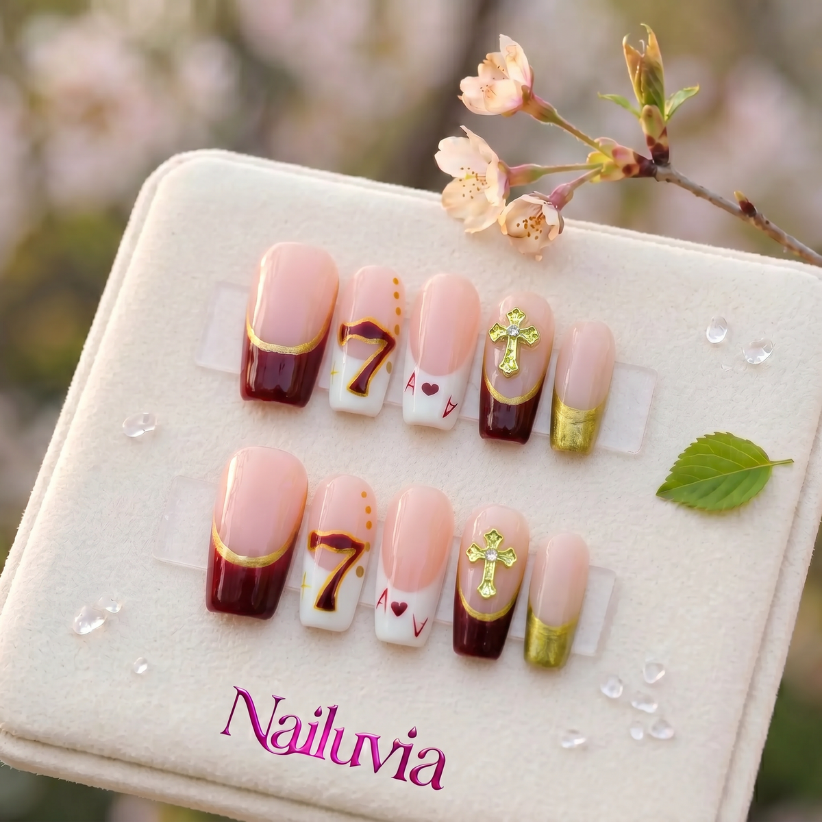 HK-D154 Handmade Medium Square Press Nails for Everyday Wear Travel