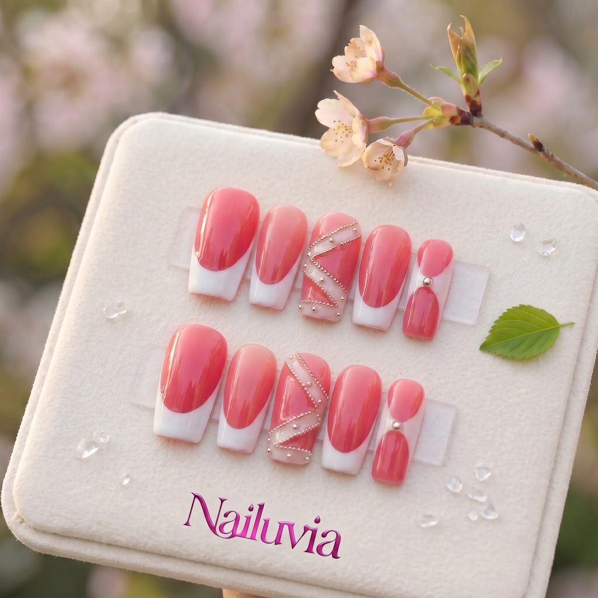 HK-D156 Handmade Medium Square Acrylic Nails for Daily Life，Party，working