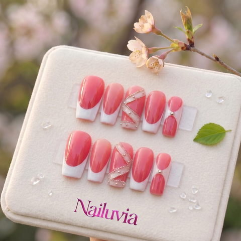 HK-D156 Handmade Medium Square Acrylic Nails for Daily Life，Party，working