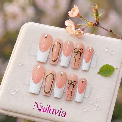 HK-D158 100% Pure Handmade Medium Square Nails for Everyday Wear
