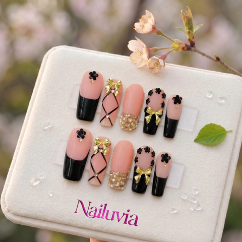 HK-D178 Handmade Medium Square Acrylic Nails for Daily Life，Party，working
