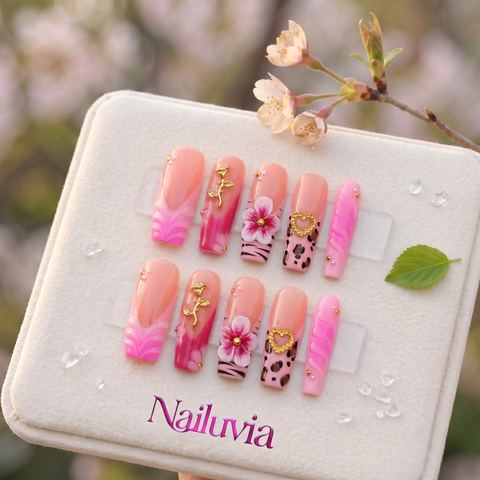 HK-D196 Handmade Medium Square Acrylic Nails for Daily Life，Party，working