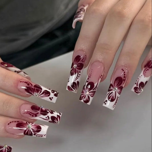 Nailuvia-FR016  French "Tropical Hibiscus" Press-On Nails