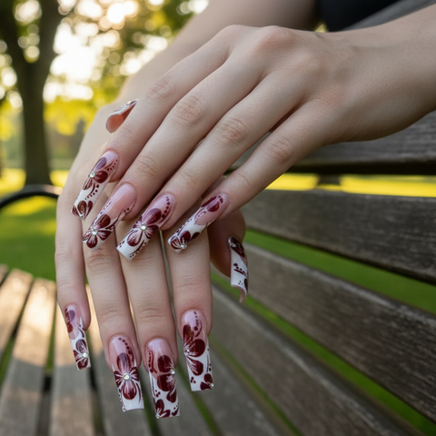 Nailuvia-FR016  French "Tropical Hibiscus" Press-On Nails