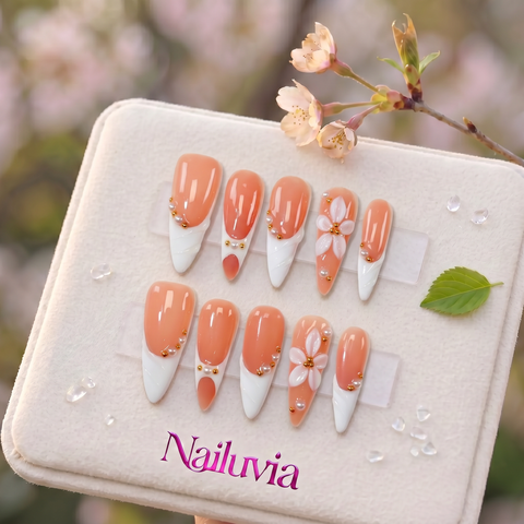 HK-S017 Handmade Medium Stiletto Acrylic Press On Nails or Daily Life, Weekend  & Holiday