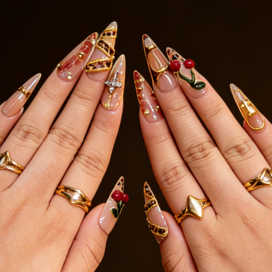 Nailuvia-ST011 Stiletto "Cherry Leopard Luxe" Press-On Nails