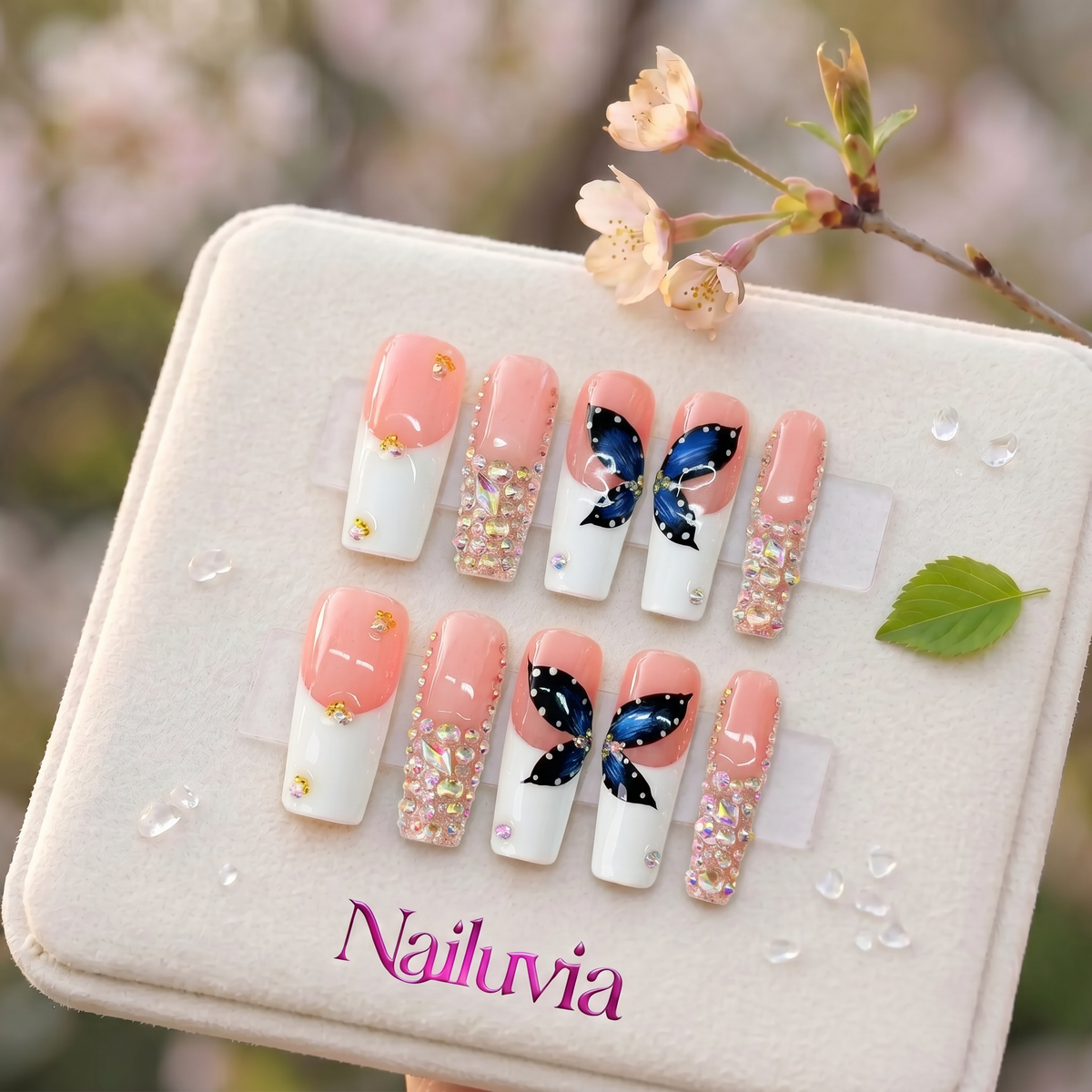 HK-D067 Handmade Medium Stiletto Acrylic Press On Nails or Daily Life, working&Holiday