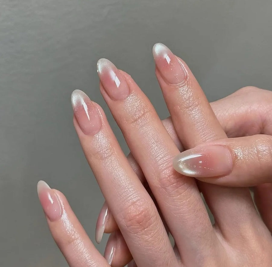 Nailuvia-CA010 Cat Eye "Pearl French" Press-On Nails