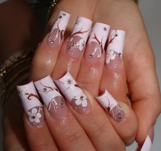 Nailuvia-FR009 French "Cherry Blossom Dream" Press-On Nails
