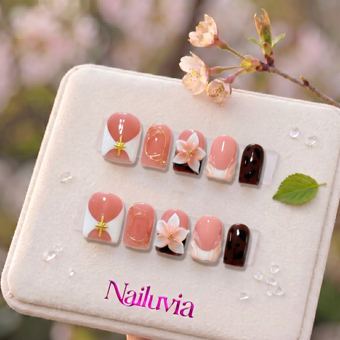 HK-C032 Handmade Medium Stiletto Acrylic Press On Nails or Daily Life, Weekend  & Holiday